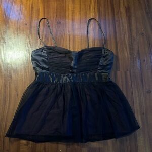 Black & Purple Sleeveless Peplum Top